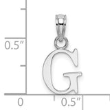 10k White Gold Initial Pendant, Letter G Block Design Unisex Charm Jewelry