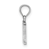 10k White Gold Initial H Pendant, Block Style Letter Charm with Polished Finish