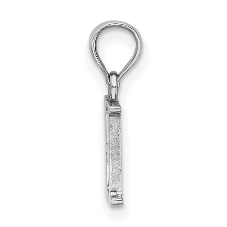 10k White Gold Initial H Pendant, Block Style Letter Charm with Polished Finish