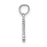 10k White Gold Letter J Pendant, Polished Block Alphabet Charm, Unisex Initial Jewelry