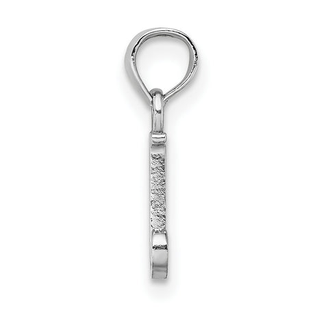 10k White Gold Letter J Pendant, Polished Block Alphabet Charm, Unisex Initial Jewelry