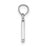 10k White Gold M Pendant, Block Letter Charm with Polished Monogram Design for Women or Unisex
