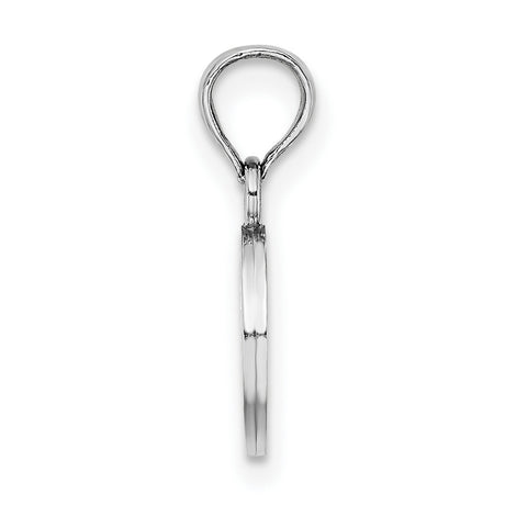 10k White Gold Initial O Pendant, Sleek Oval Letter Charm, Polished Modern Design