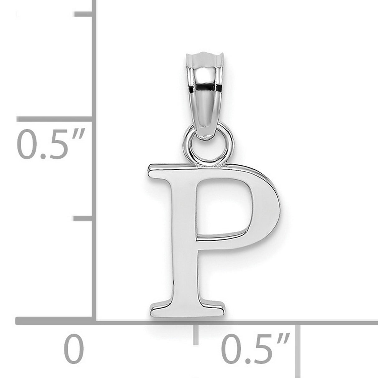 10k White Gold Initial P Pendant, Polished Block Letter Charm, Minimalist Alphabet Jewelry