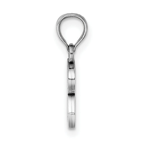 10k White Gold Letter R Pendant, Polished Block Initial Charm for Women or Unisex Wear