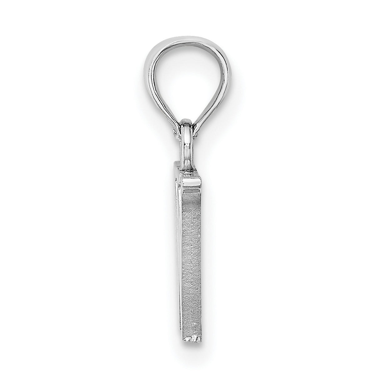Polished W Block Initial Charm Pendant in Real 10k White Gold
