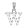 Polished W Block Initial Charm Pendant in Real 10k White Gold