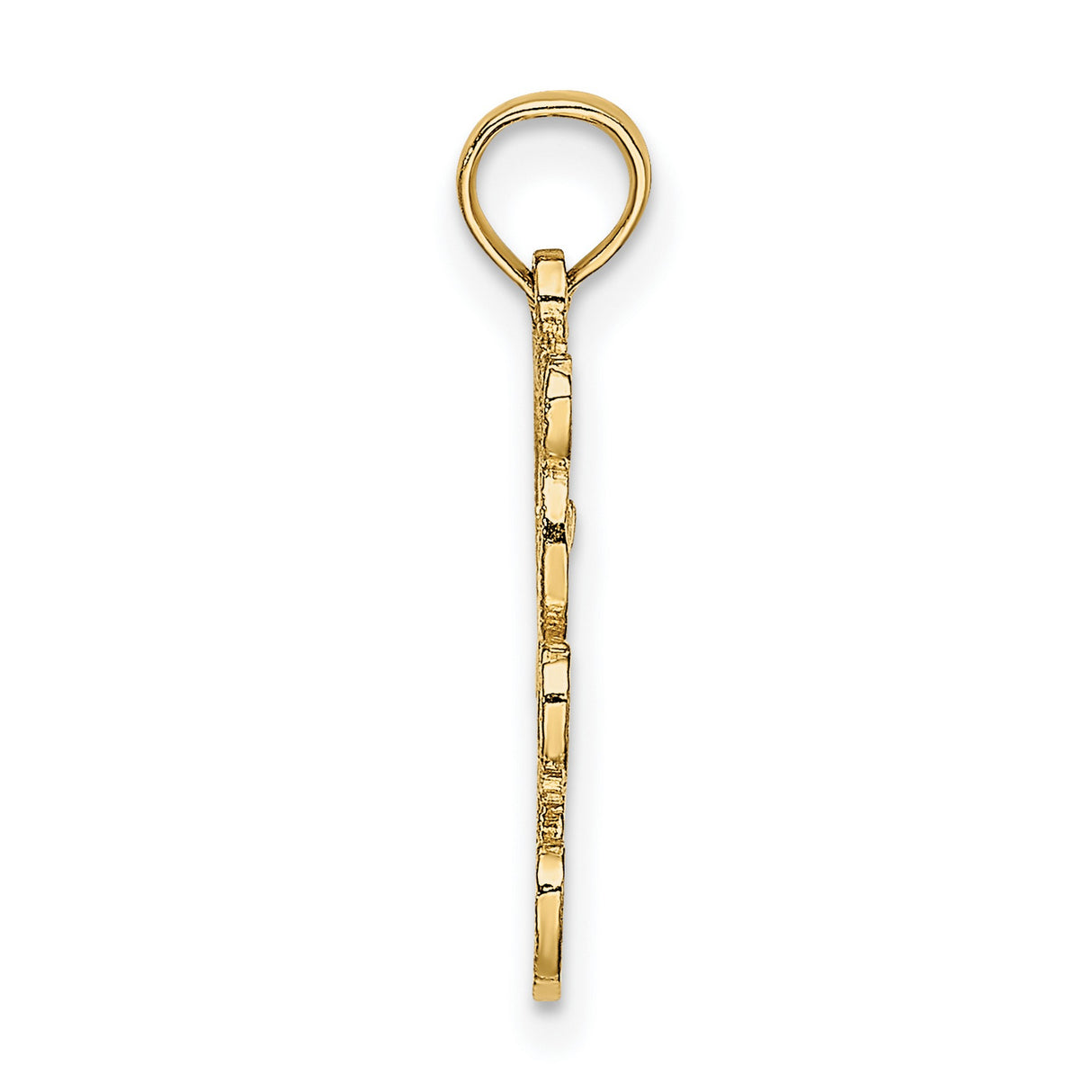 10k Yellow Gold Teddy Bear Pendant with Openwork Design and Bow Tie Accent