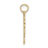 10k Yellow Gold Teddy Bear Pendant with Openwork Design and Bow Tie Accent