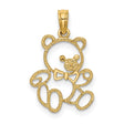 10k Yellow Gold Teddy Bear Pendant with Openwork Design and Bow Tie Accent