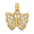 10k Yellow Gold Butterfly Pendant with Open Filigree Wings, Symbolic Nature Jewelry for Women