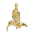10k Yellow Gold Hummingbird Pendant with Detailed Wings, Nature Inspired Animal Motif Jewelry
