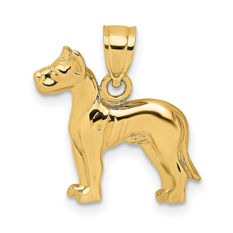 10k Yellow Gold Dog Pendant, Sculpted Animal Charm Symbolizing Loyalty and Companionship