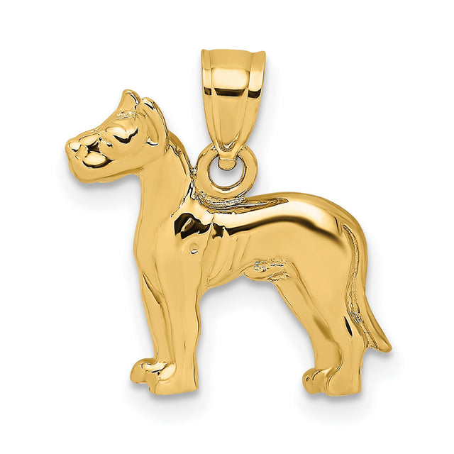 10k Yellow Gold Dog Pendant, Sculpted Animal Charm Symbolizing Loyalty and Companionship