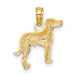 10k Yellow Gold Hound Silhouette Pendant, Loyal Dog Charm, Pet Memorial Jewelry for Men and Women