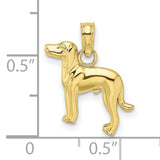 10k Yellow Gold Hound Silhouette Pendant, Loyal Dog Charm, Pet Memorial Jewelry for Men and Women