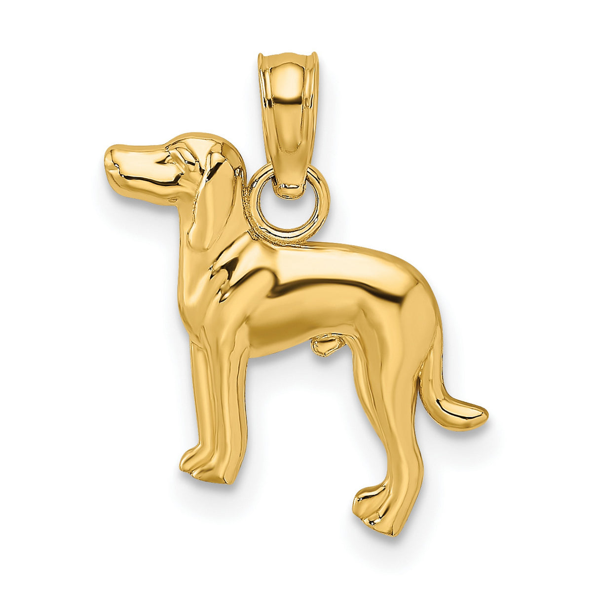 10k Yellow Gold Hound Silhouette Pendant, Loyal Dog Charm, Pet Memorial Jewelry for Men and Women