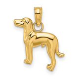 10k Yellow Gold Hound Silhouette Pendant, Loyal Dog Charm, Pet Memorial Jewelry for Men and Women