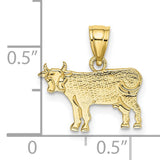 10k Yellow Gold Bull Pendant, Taurus Zodiac Animal Symbol Charm, Western Style Unisex Jewelry