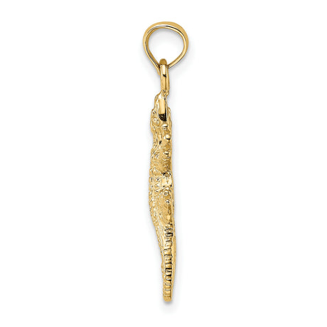 10k Yellow Gold Gecko Lizard Pendant, Textured Animal Charm Symbolizing Transformation