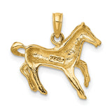 10k Yellow Gold Horse Pendant, Prancing Horse Design, Equestrian Symbol Jewelry for Women