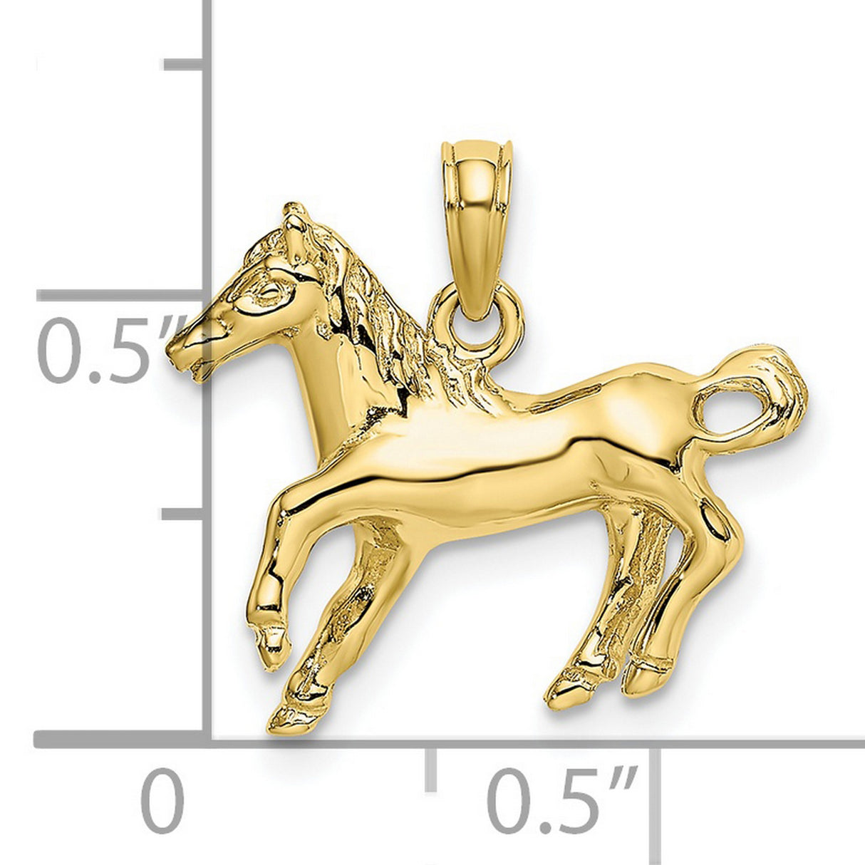 10k Yellow Gold Horse Pendant, Prancing Horse Design, Equestrian Symbol Jewelry for Women