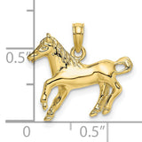 10k Yellow Gold Horse Pendant, Prancing Horse Design, Equestrian Symbol Jewelry for Women