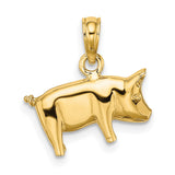 10k Yellow Gold Pig Charm Pendant, 3D Animal Symbol with Chinese Zodiac and Farming Heritage
