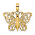 10k Yellow Gold Butterfly Pendant with Open Filigree Design, Nature-Inspired Charm for Women