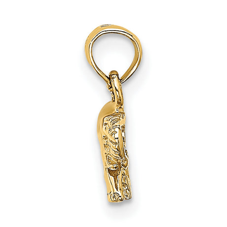 10k Yellow Gold Elephant Pendant with Raised Trunk, Symbol of Strength and Wisdom, Unisex Charm