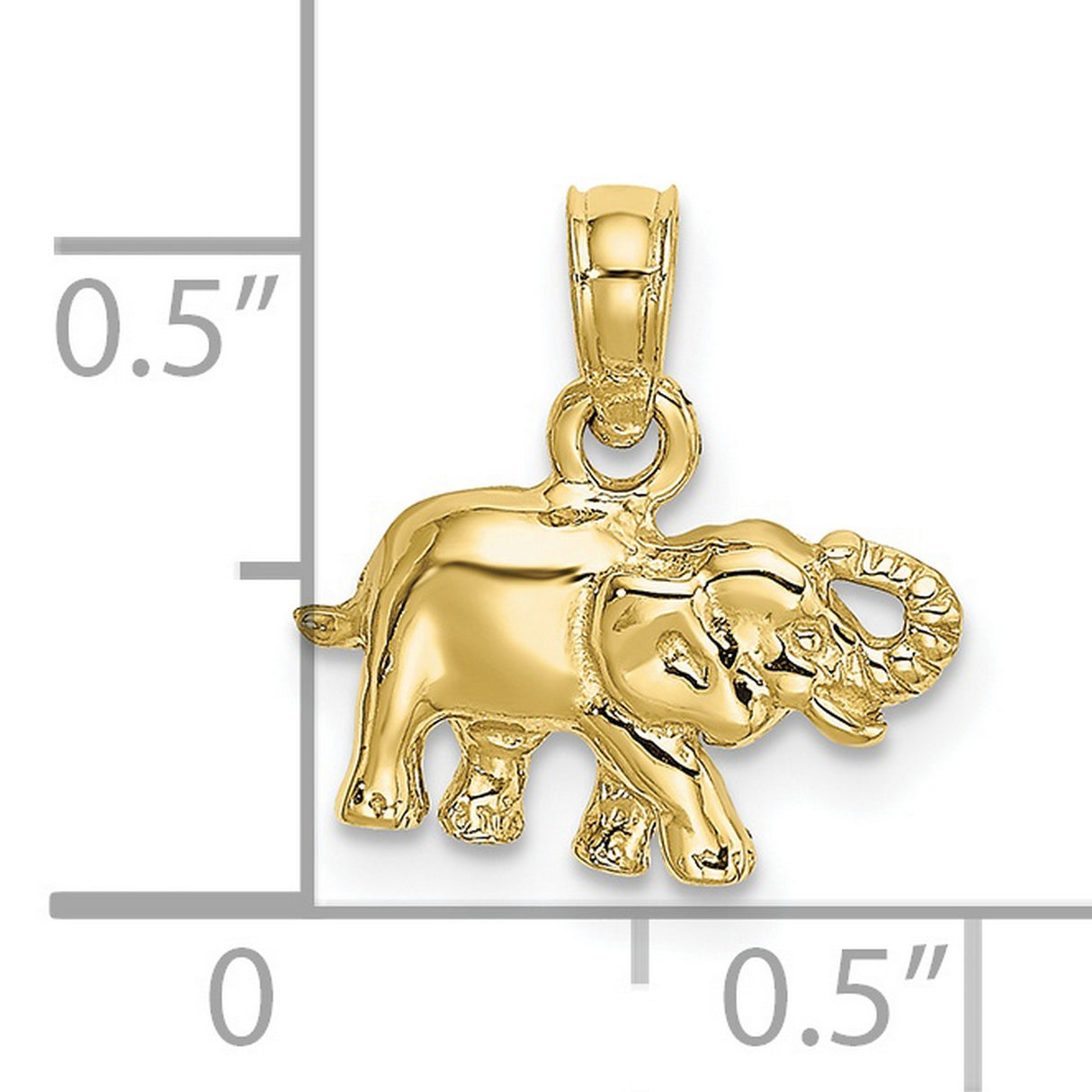 10k Yellow Gold Elephant Pendant with Raised Trunk, Symbol of Strength and Wisdom, Unisex Charm