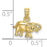 10k Yellow Gold Elephant Pendant with Raised Trunk, Symbol of Strength and Wisdom, Unisex Charm