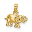 10k Yellow Gold Elephant Pendant with Raised Trunk, Symbol of Strength and Wisdom, Unisex Charm