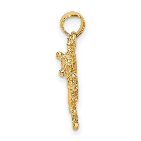 10k Yellow Gold Frog Pendant, Detailed Tree Frog Design, Animal and Nature Theme, Unisex Jewelry