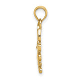 10k Yellow Gold Bunny Pendant with Cartoon Rabbit Design, Whimsical Animal Charm