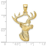 10k Yellow Gold Deer Head Pendant with Realistic Antlers, Nature Inspired Hunting Jewelry for Men
