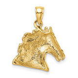 10k Yellow Gold Horse Head Pendant with Textured Equestrian Design