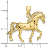 10k Yellow Gold Horse Pendant, Detailed Trotting Horse Design, Western Equestrian Jewelry