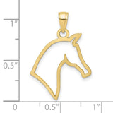 10k Yellow Gold Horse Head Outline Pendant, Minimalist Equestrian Charm for Women or Unisex