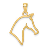 10k Yellow Gold Horse Head Outline Pendant, Minimalist Equestrian Charm for Women or Unisex