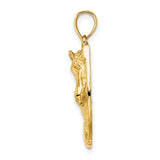 10k Yellow Gold Horse Head Pendant with Detailed Horseshoe, Western Cowboy Style