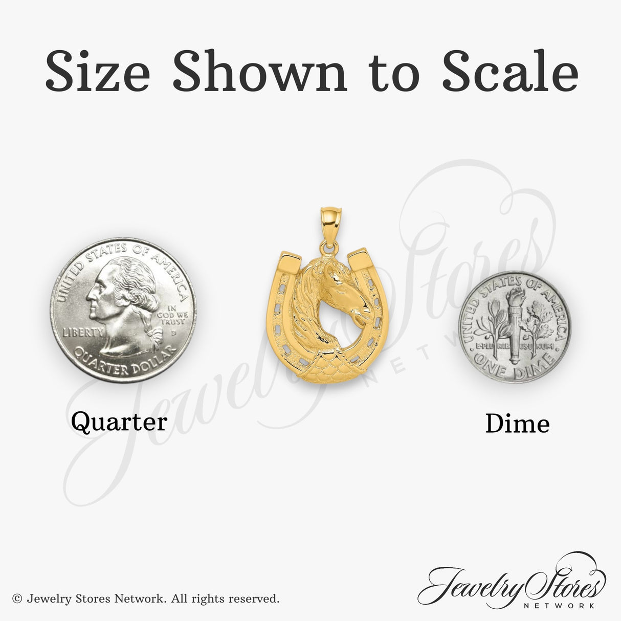 10k Yellow Gold Horse Head Pendant with Detailed Horseshoe, Western Cowboy Style