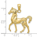 10k Yellow Gold Horse Pendant with Rearing Stallion Design, Western Theme Jewelry