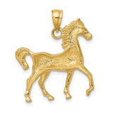 10k Yellow Gold Prancing Horse Pendant, Equestrian Charm with Western Style for Women or Unisex Wearers