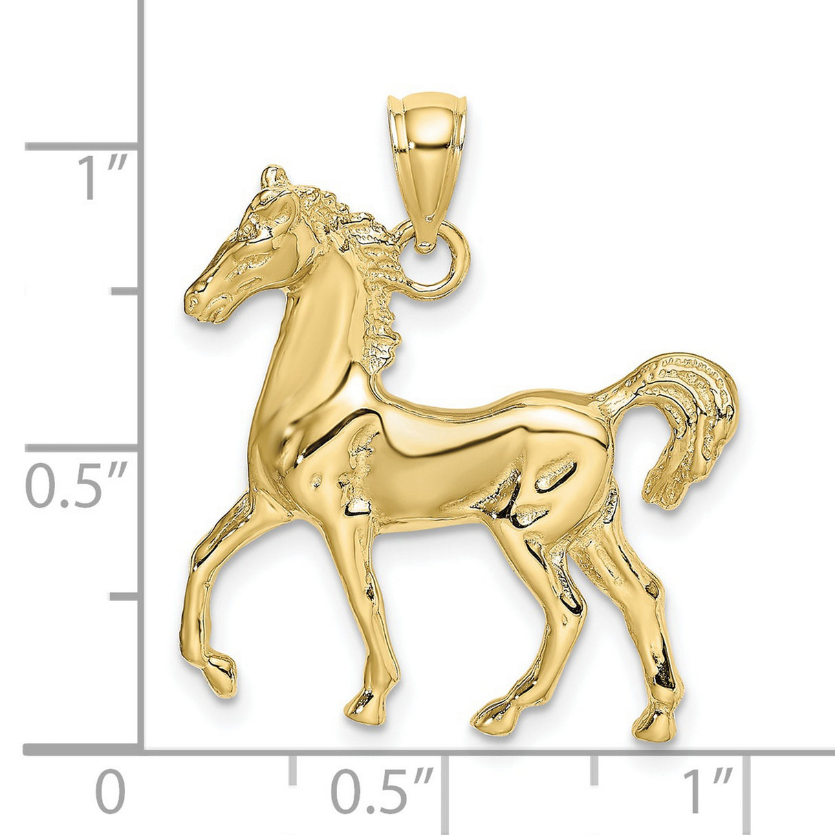 10k Yellow Gold Prancing Horse Pendant, Equestrian Charm with Western Style for Women or Unisex Wearers