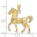 10k Yellow Gold Prancing Horse Pendant, Equestrian Charm with Western Style for Women or Unisex Wearers