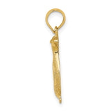 10k Yellow Gold Penguin Pendant, Polished and Textured Animal Charm, Wildlife Theme