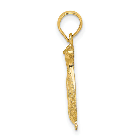 10k Yellow Gold Penguin Pendant, Polished and Textured Animal Charm, Wildlife Theme