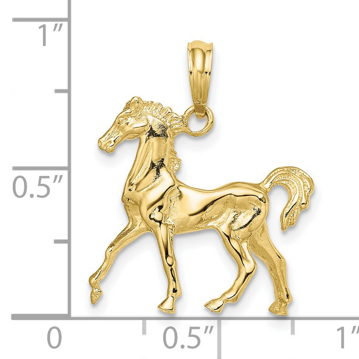 10k Yellow Gold Horse Pendant, Detailed Trotting Horse Charm, Equestrian Jewelry for Women or Unisex