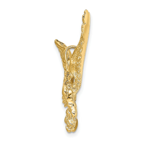 10k Yellow Gold Eagle Pendant with Outstretched Wings, Patriotic Wildlife Design for Men